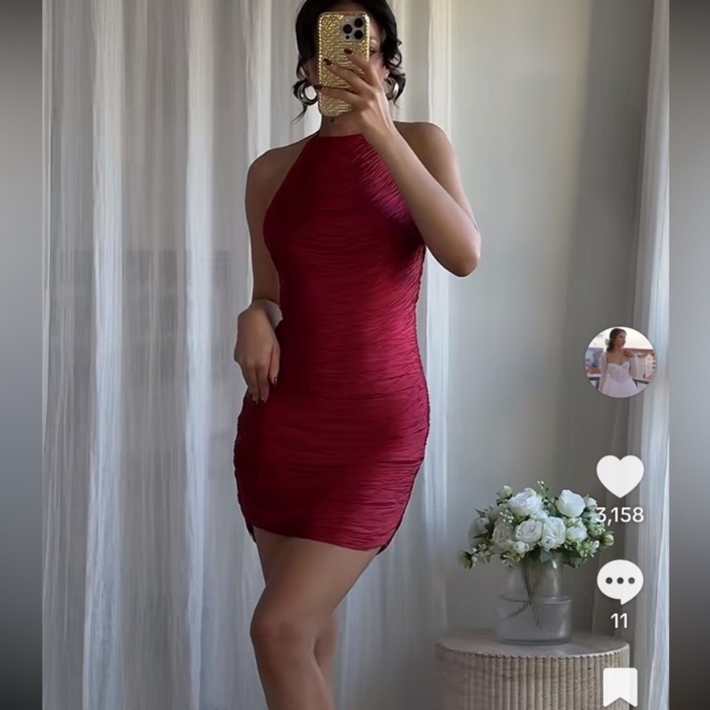 Zara HALTER FRINGE DRESS